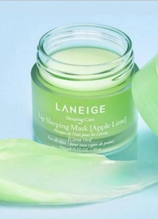 Ночная восстанавливающая маска для губ laneige lip sleeping mask (apple lime) 20мл9 фото