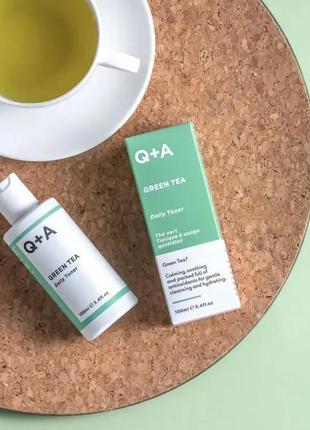 Тонер заспокійливий для обличчя з зеленим чаєм q+a green tea daily toner 100ml6 фото
