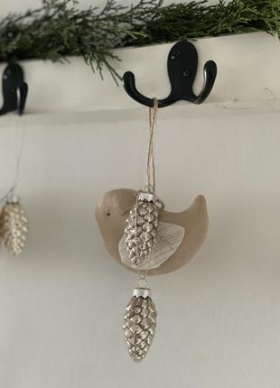 Ялинкові прикраси іграшки новорічні декор ялинка різдво текстильна пташка4 фото