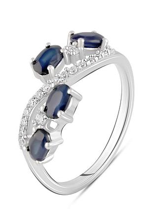Срібне кільце з натуральним сапфіром