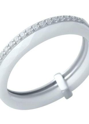 Серебряное кольцо komilfo с керамикой, вес изделия 2,83 гр (1213667) 18 размер1 фото