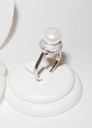Серебряное кольцо с речным жемчугом2 фото