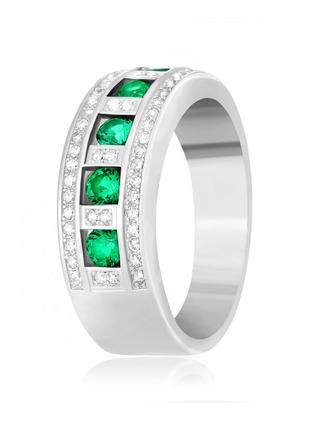 Срібне кільце з зеленим фіанітом "смарагд"