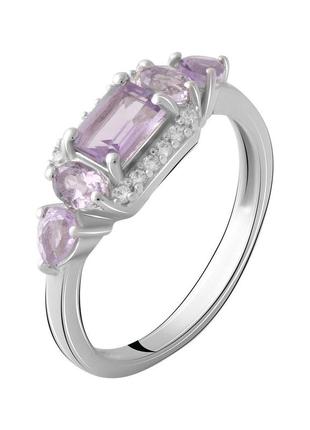 Серебряное кольцо с натуральным аметистом роз де франс