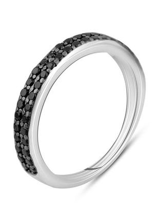 Серебряное кольцо с черными фианитами1 фото