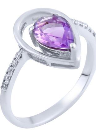 Срібне кільце з натуральним аметистом