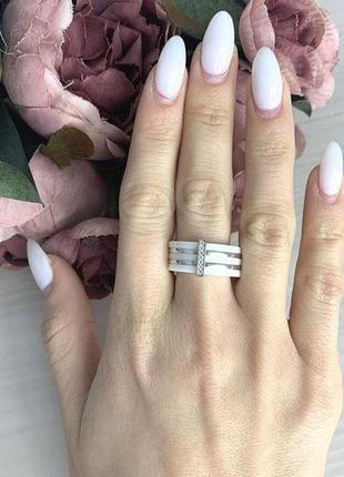 Серебряное кольцо с натуральной керамикой3 фото
