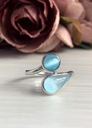 Серебряное кольцо с натуральным кошачьим глазом2 фото