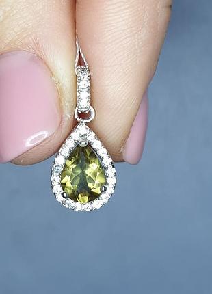 Кулон серебряный с султанитом и кубическим цирконием 1,3 г