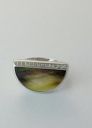 Серебряное кольцо с натуральным перламутром2 фото