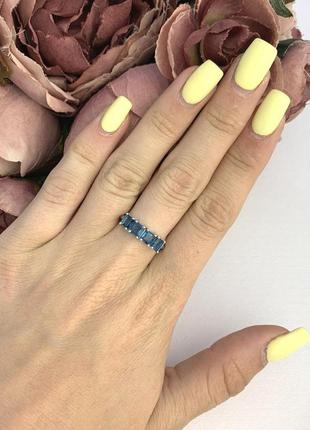 Серебряное кольцо с натуральным лондон топазом3 фото