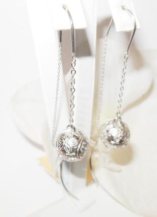 Серебряные серьги - протяжки без камней