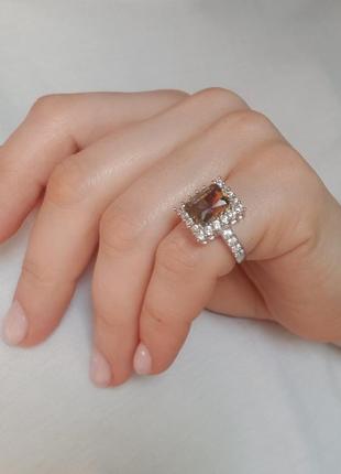 Серебряное кольцо с натуральным мистик топазом2 фото