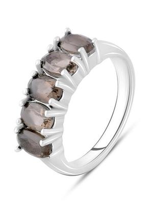 Серебряное кольцо с натуральным раухтопазом (дымчатый кварц)