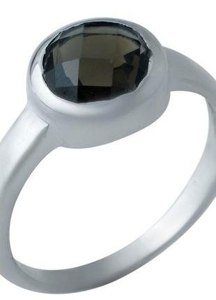 Серебряное кольцо с натуральным раухтопазом (дымчатый кварц)