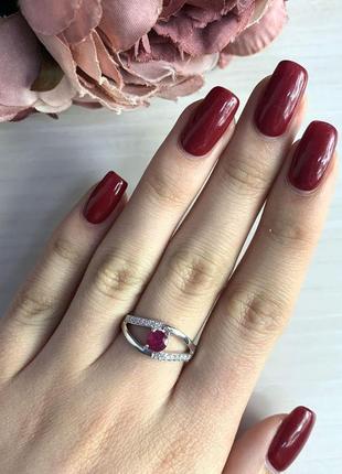 Серебряное кольцо с натуральным рубином3 фото