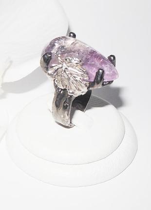 Серебряное кольцо с натуральным розовым кварцем