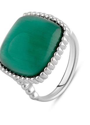 Серебряное кольцо с натуральным кошачьим глазом