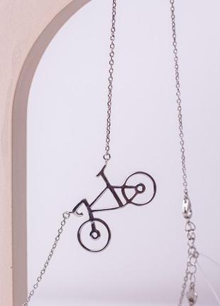 Серебряное колье "велосипед"