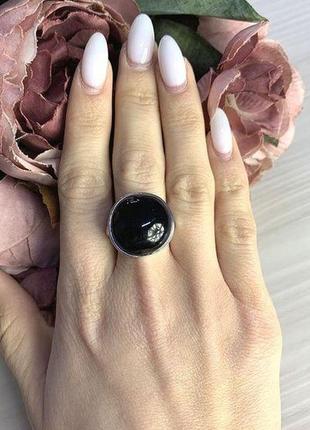 Серебряное кольцо с натуральным ониксом2 фото
