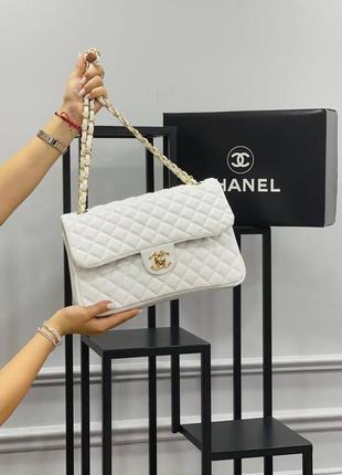 Сумка стеганая белая женская в стиле chanel 3,55 клатч сумочка на цепочке шанель кросс-боди