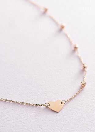 Золотое колье "сердце" в желтом золоте