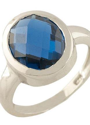 Серебряное кольцо komilfo с топазом nano лондон блю, вес изделия 3,9 гр (1315392) 17.5 размер