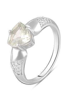 Срібне кільце з натуральним зеленим аметистом