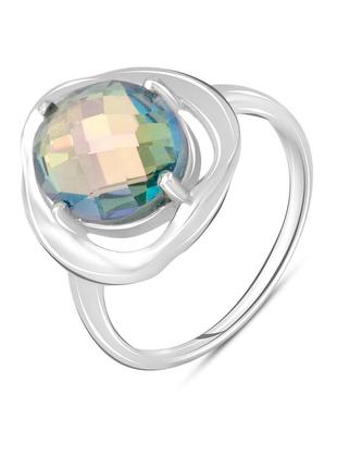 Серебряное кольцо с натуральным мистик топазом