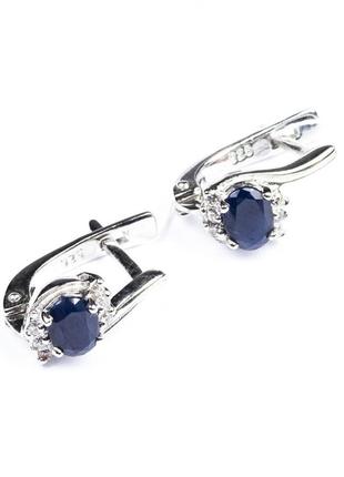 Сережки срібні з сапфіром е-152