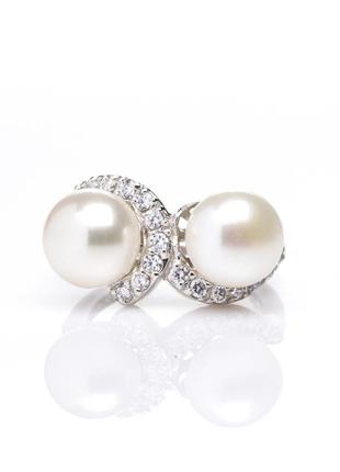 Кільце срібне з перлами r-346 (р. 16.5)