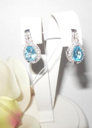 Срібні сережки з натуральним швейцарським топазом