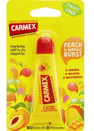 Бальзам для губ carmex со вкусом персика и манго, туба 10мл5 фото