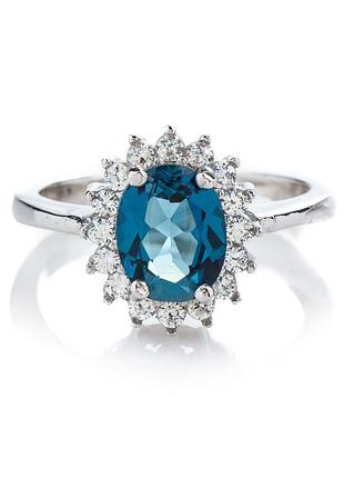 Кільце срібне з топазом "london blue"
