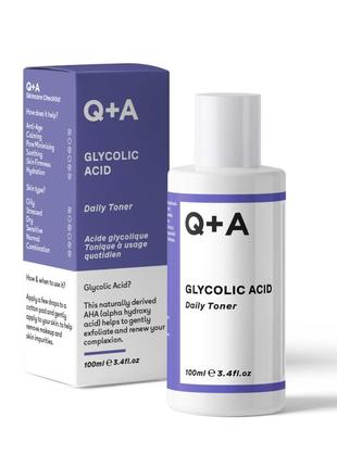 Тонер для обличчя з гліколевою кислотою q+a glycolic acid daily toner, 100 ml