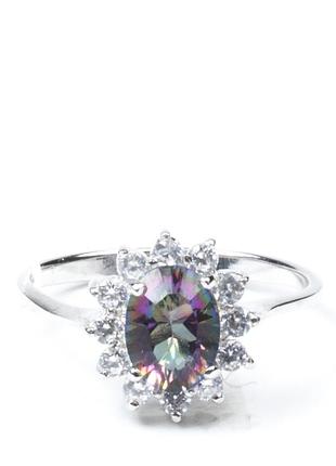 Кільце срібне з містик топазом