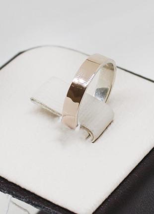 Перстень обручку срібне з золотою платівкою 17 2,19 г2 фото