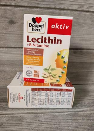 Вітаміни doppel herz locithin+b vitamine (лецитин і група вітамінів в) 40 шт., німеччина1 фото