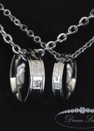 Парні кулони для закоханих з нержавіючої медичної стали кільця "полум'я любові"