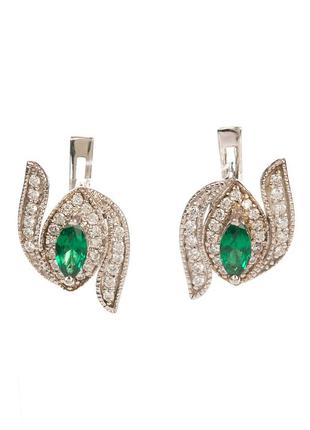 Сережки срібні з смарагдом "nano"