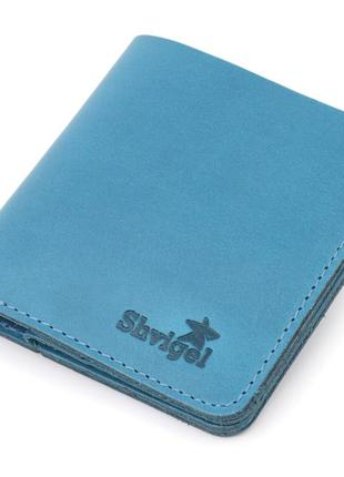 Кожаное винтажное портмоне shvigel 16605 синий1 фото