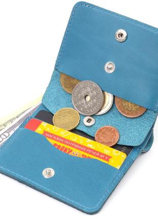 Кожаное винтажное портмоне shvigel 16605 синий5 фото