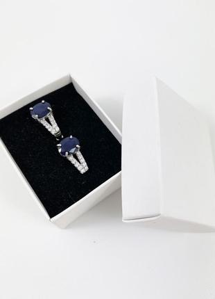 Серьги серебряные с сапфиром т-0320-б-сф