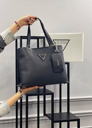 Сумка черная женская в стиле guess 2в1 сумка большая гесс сумочка кросс-боди
