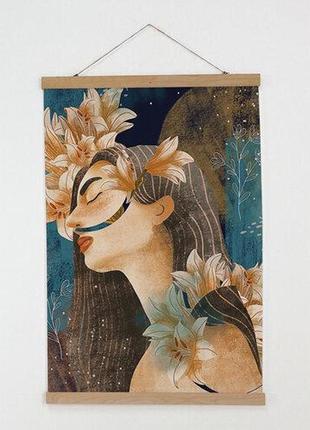 Декоративный тканевый постер, плакат с принтом «женская красота» 60х93 см (tpsr_22s061)
