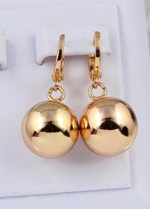 Сережки xuping jewelry кульки 2.8 см 13 мм золотисті