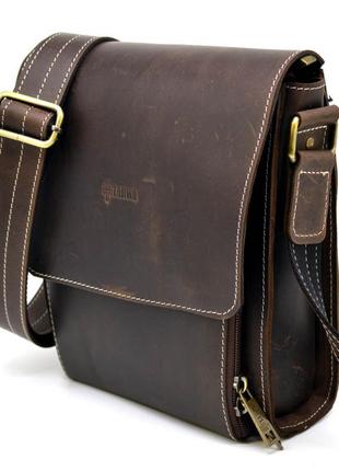 Кожана сумка-планшент через плече rcw-3027-3md бренда tarwa з білою рядком1 фото