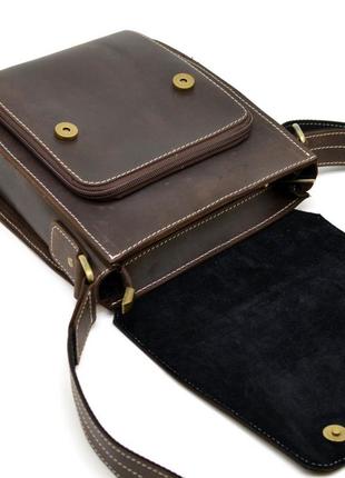 Кожана сумка-планшент через плече rcw-3027-3md бренда tarwa з білою рядком6 фото