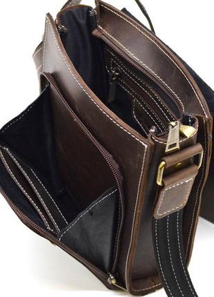 Кожана сумка-планшент через плече rcw-3027-3md бренда tarwa з білою рядком2 фото