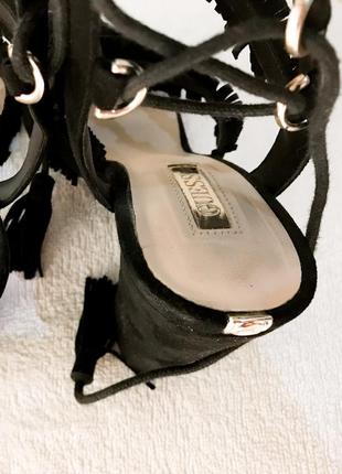 Босоножки черные на шнуровке с китечками /  сандали на квадратном каблуке/ толстый каблук4 фото